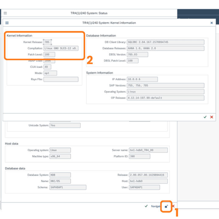 SAP Kernel Dialogue Box