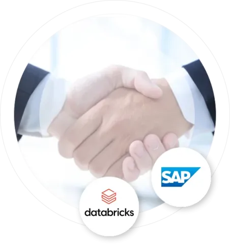 handshakes with sap and databricks logos in the foreground