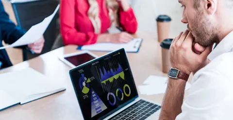 Man looking at a laptop