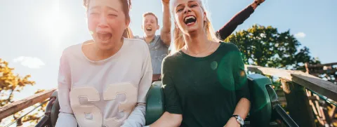 People in a theme park