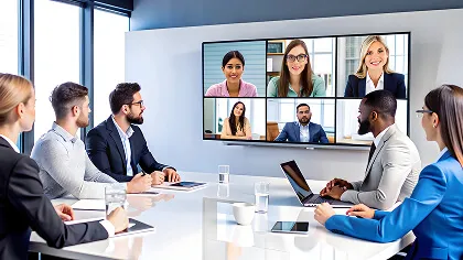 A group of people in a meeting