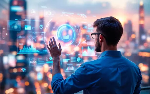 A person touching a screen, symbolizing digital transformation and accelerated business growth