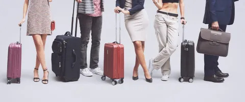 A group of people with luggage