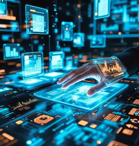 hand over a holographic digital reports