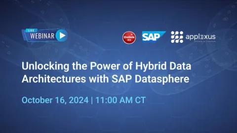 Webinar on hybrid data architectures with SAP Datasphere, October 16, 2024, at 11:00 AM CT.